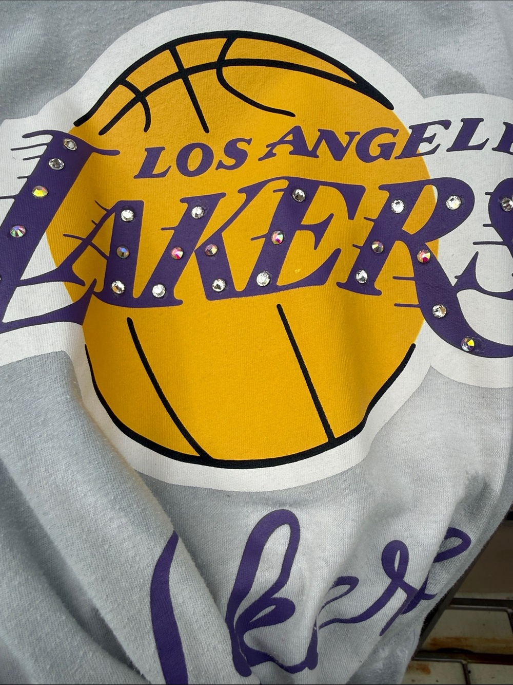 Y2K Vintage 80s LAKERS w Swarovski AB Large Chrystals tye dye men's LG